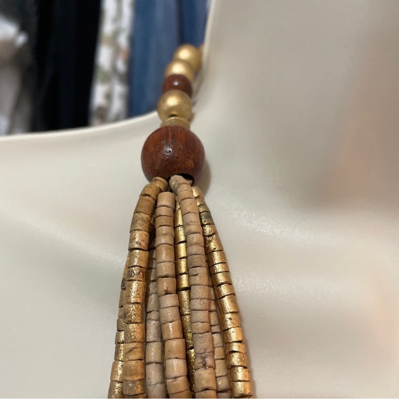 NECKLACE SAFARI MULTI-STRAND GOLD BROWN TAN BOHO WORLD BAZAAR TYPE BUSH … - Picture 3 of 5